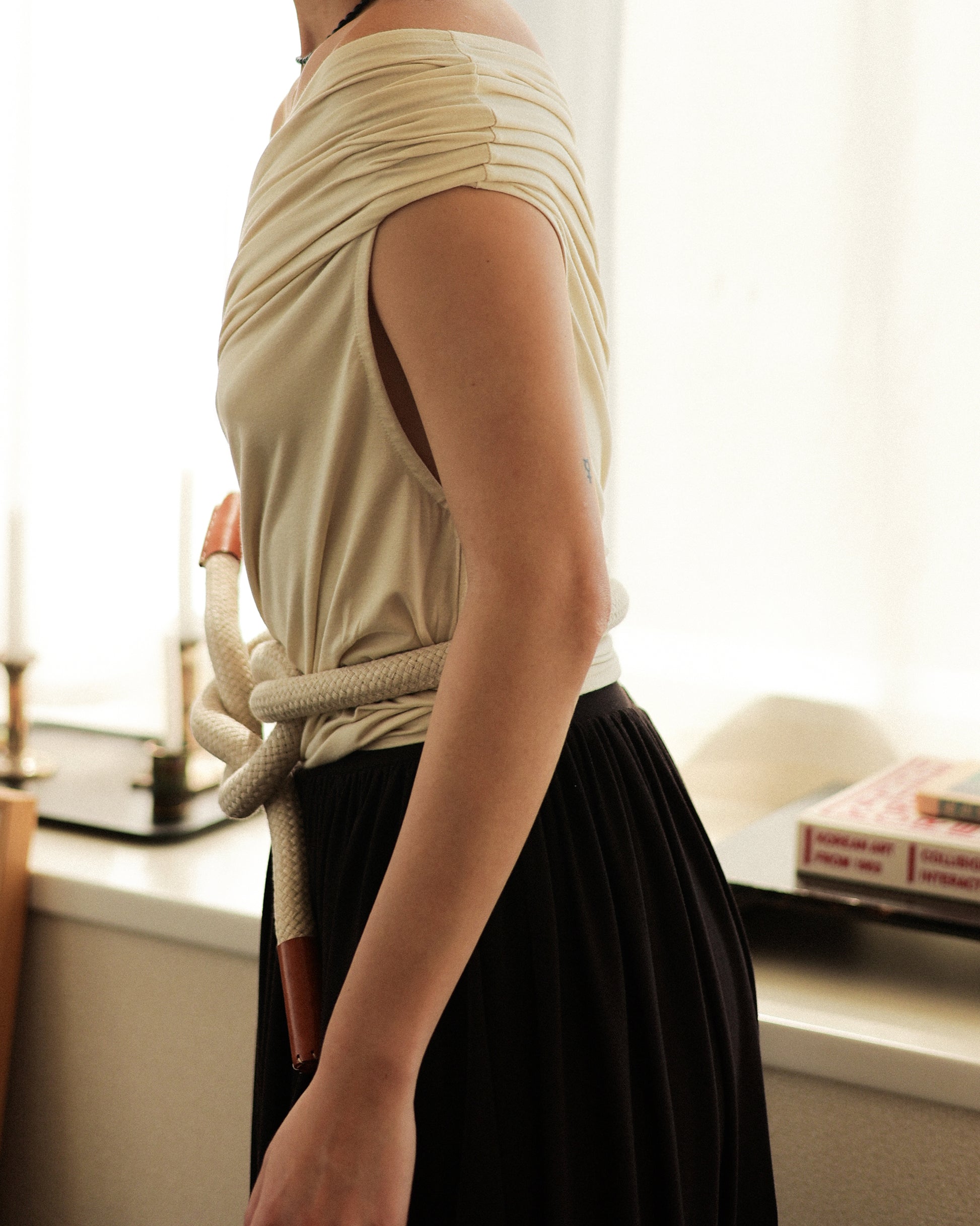 Astraea Draped Toga Top, Parthenon Sand