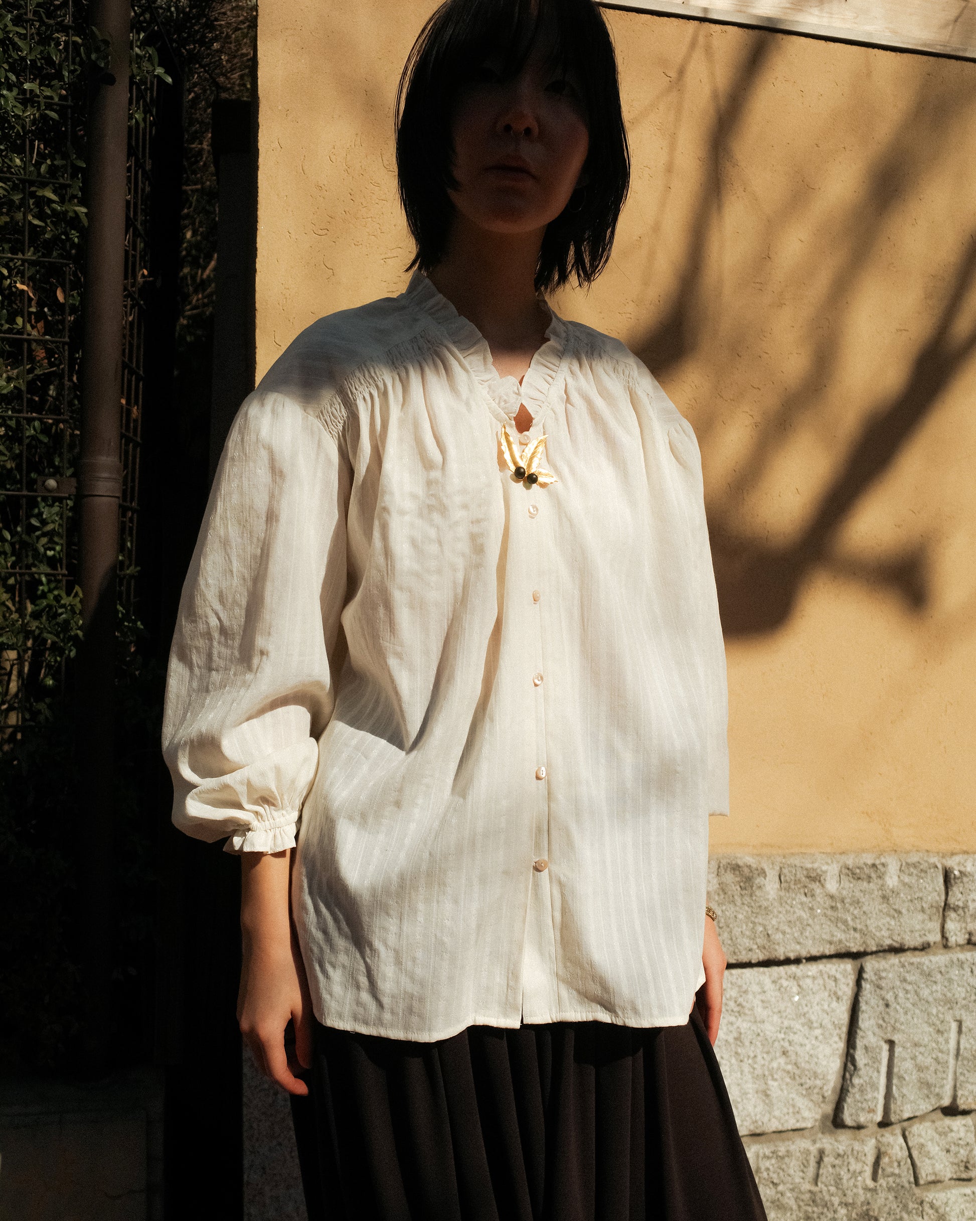 Earnshaw Embroidered Ruffle Blouse, Moorland Whisper