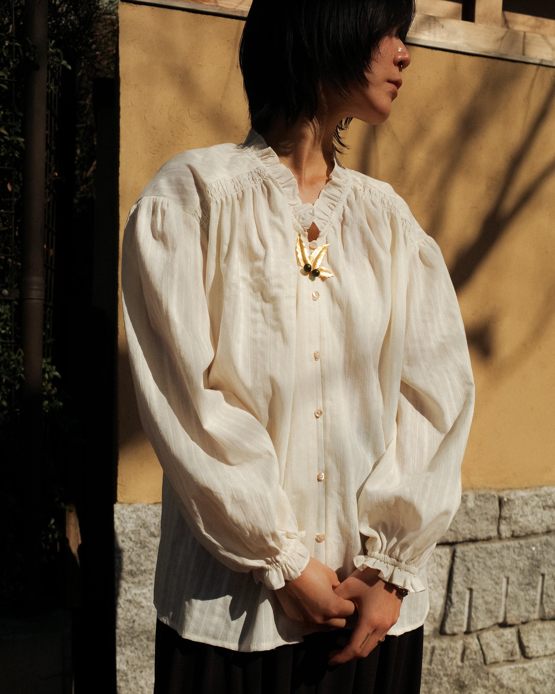 Earnshaw Embroidered Ruffle Blouse, Moorland Whisper