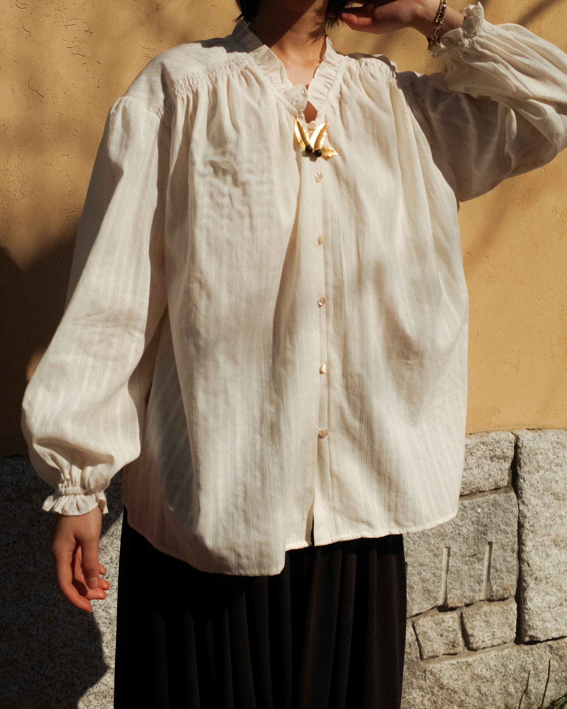 Earnshaw Embroidered Ruffle Blouse, Moorland Whisper