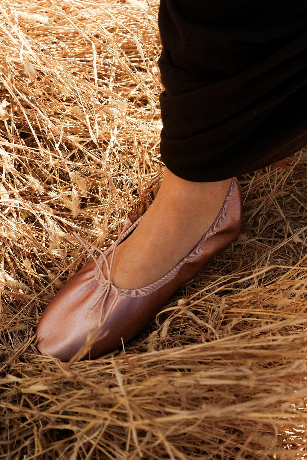 Odette Satin Ballet Flats, Muted Rose