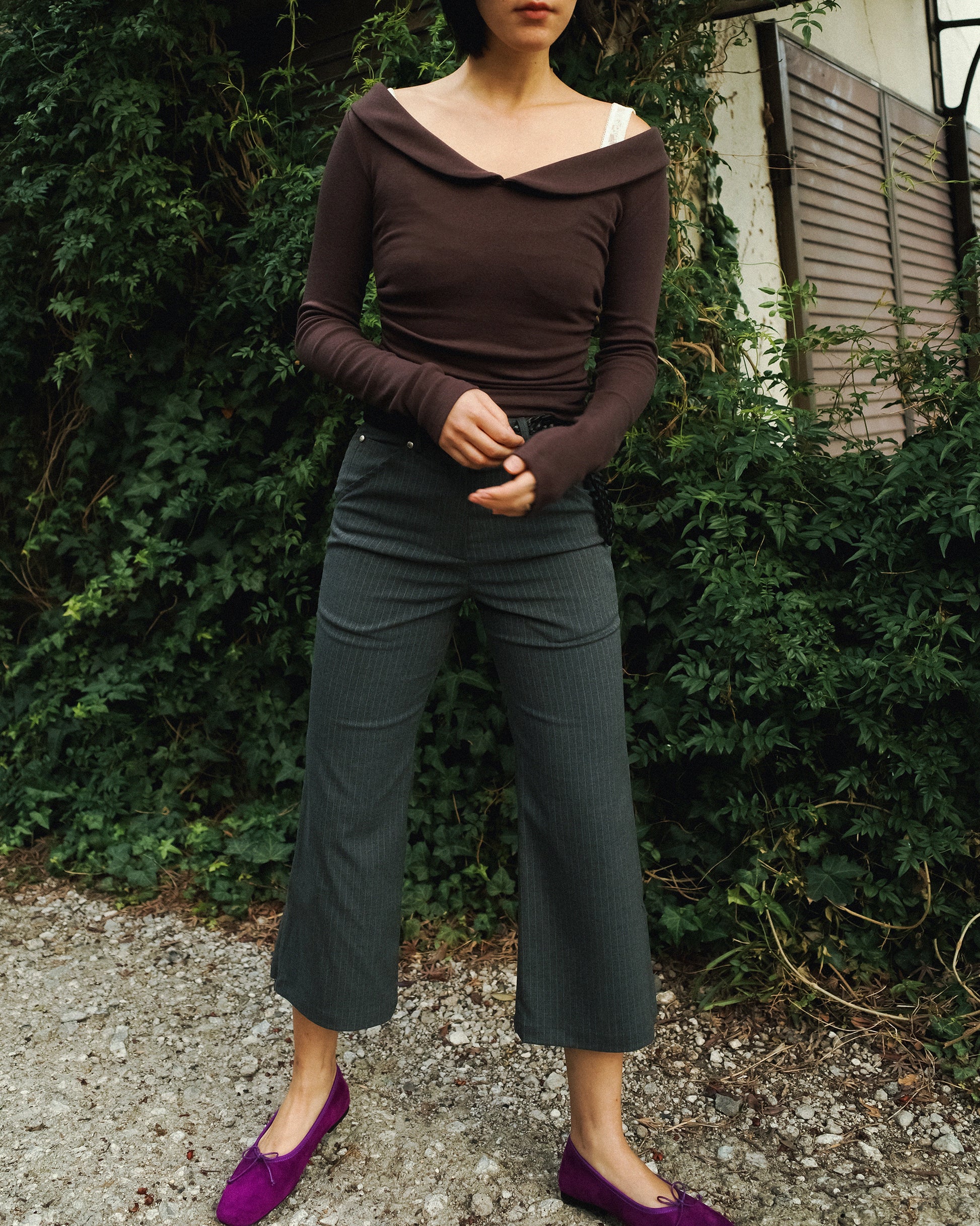 Wendy's Peter Pan Collar Top, Moor Brown