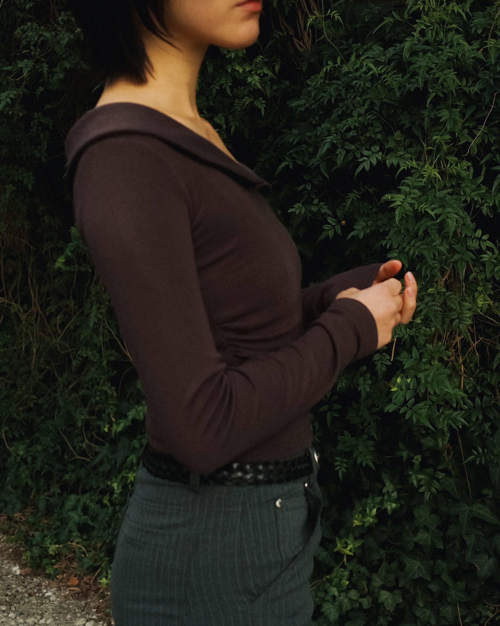 Wendy's Peter Pan Collar Top, Moor Brown