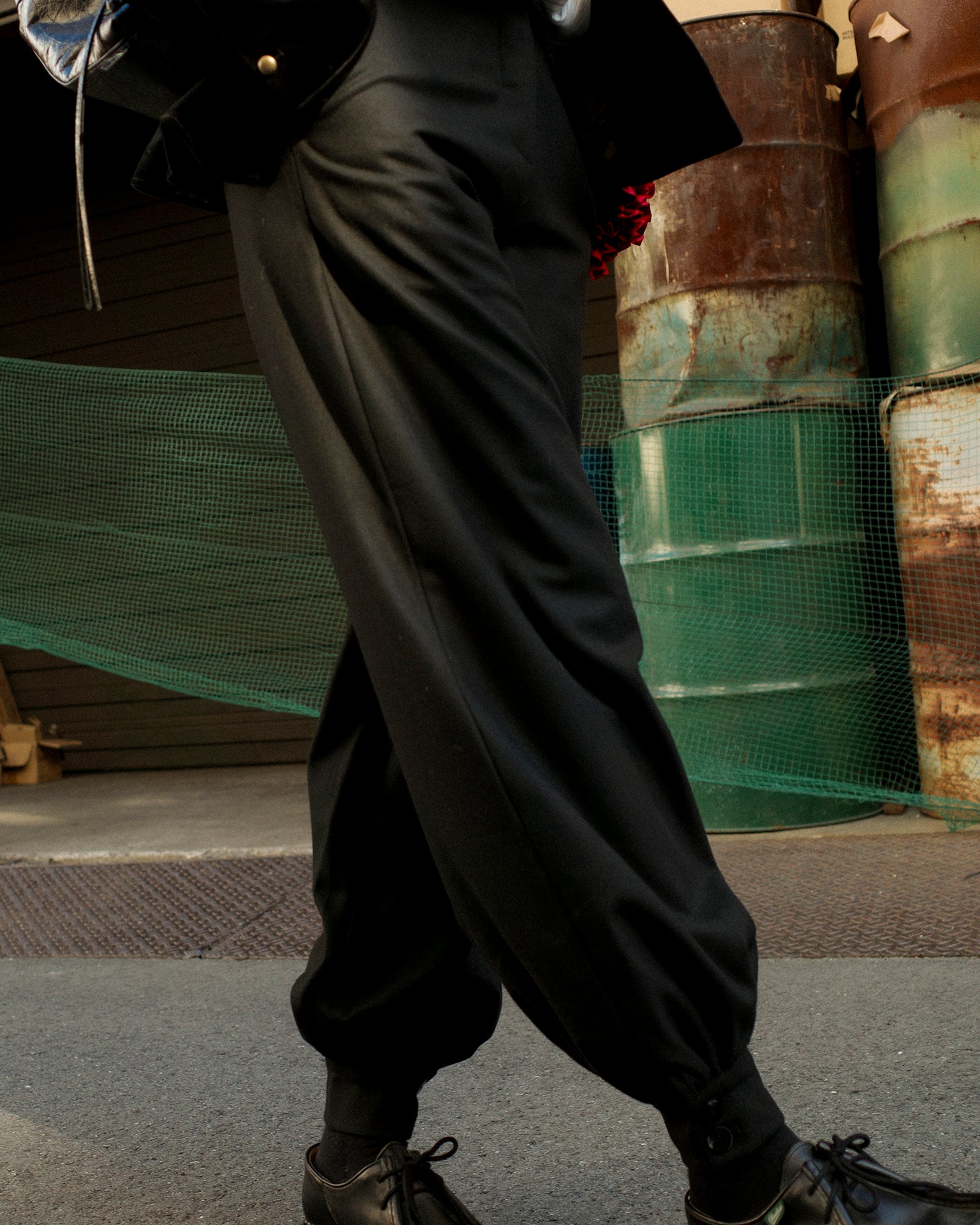 High Noon Structured Harem Trousers, Black