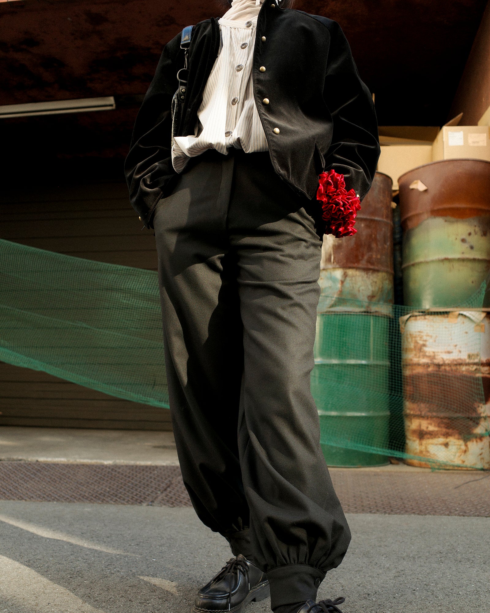 High Noon Structured Harem Trousers, Black