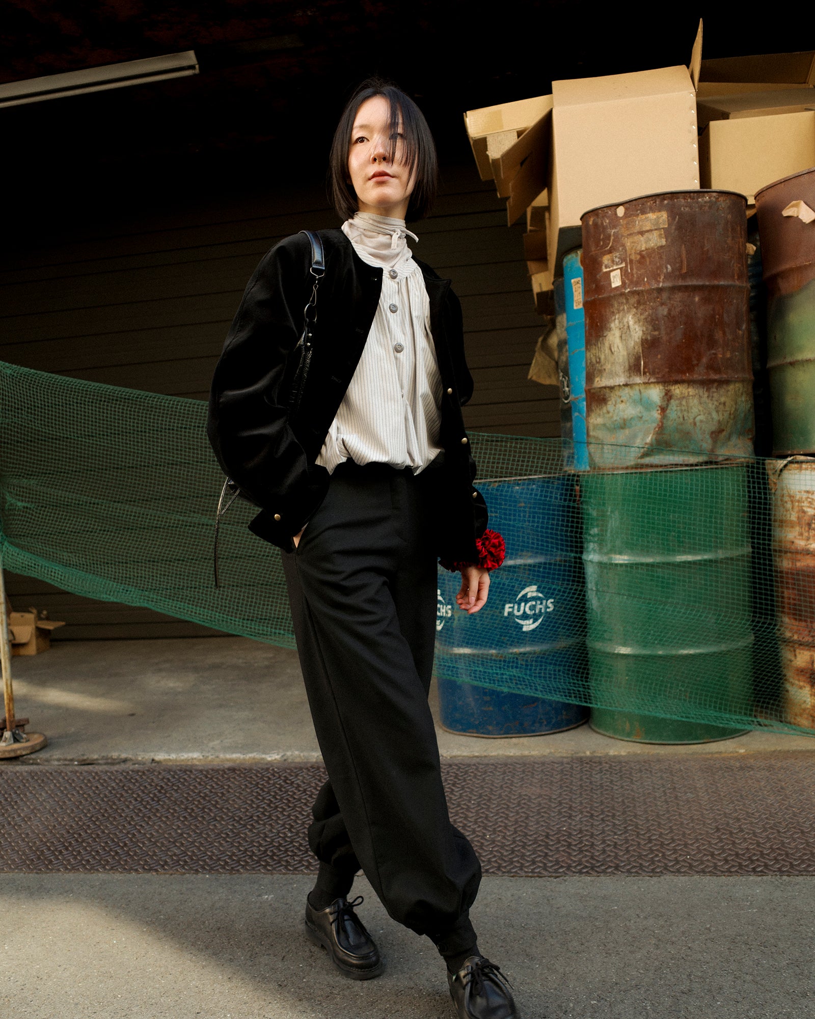 High Noon Structured Harem Trousers, Black