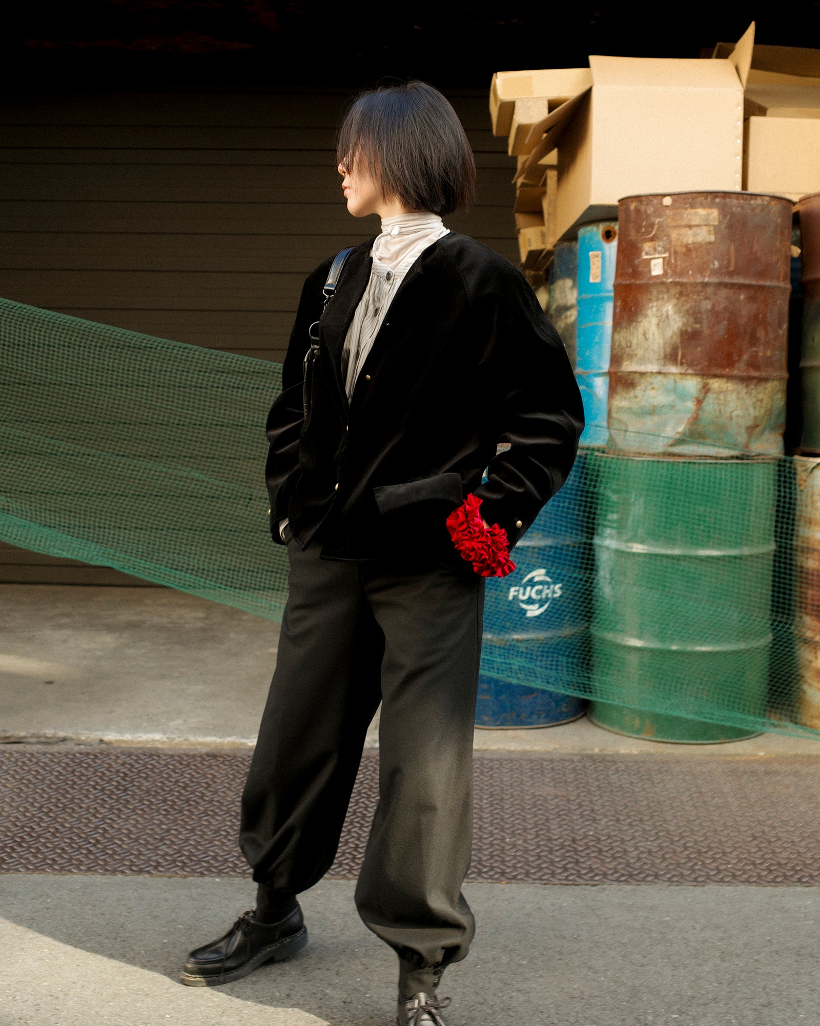 High Noon Structured Harem Trousers, Black