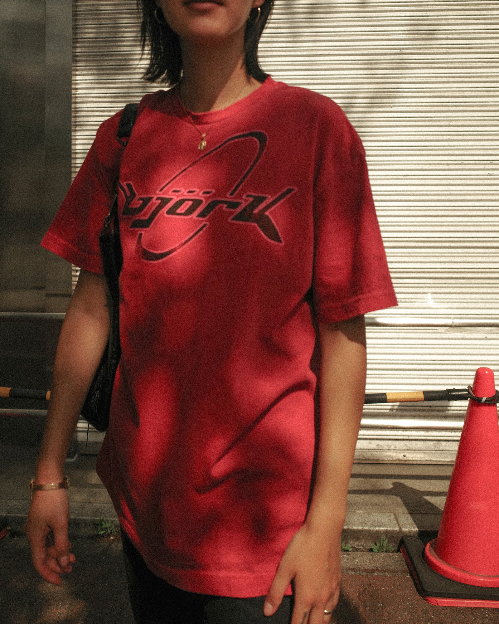 Björk 90s Washed Graphic Tee, Faded Crimson Red