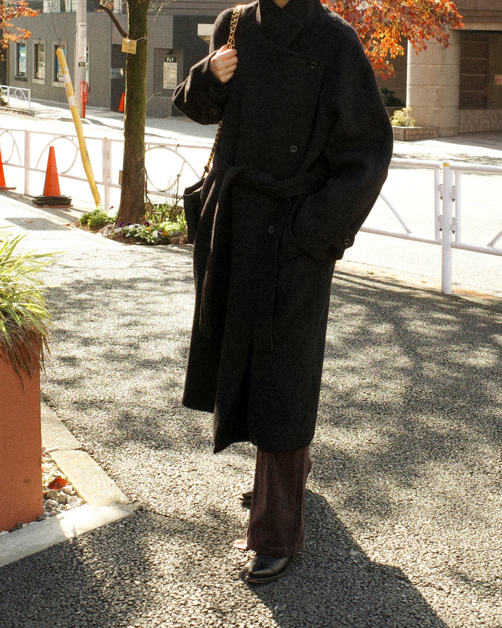 Nina Structured Camel Wool Coat, Noir