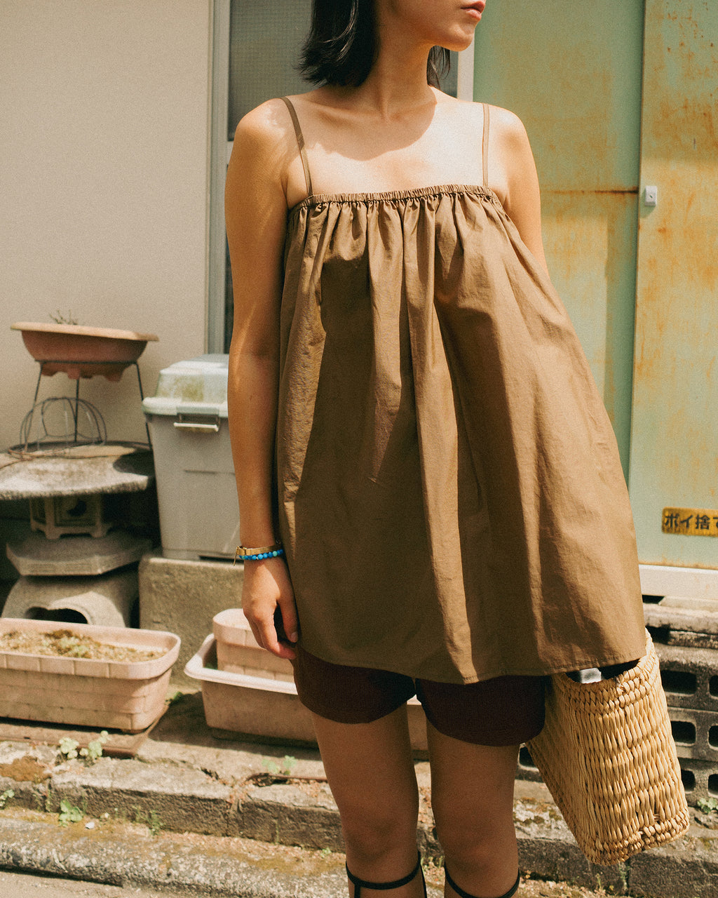 Calypso Cotton Sleeveless Top, Burnished Sand Brown