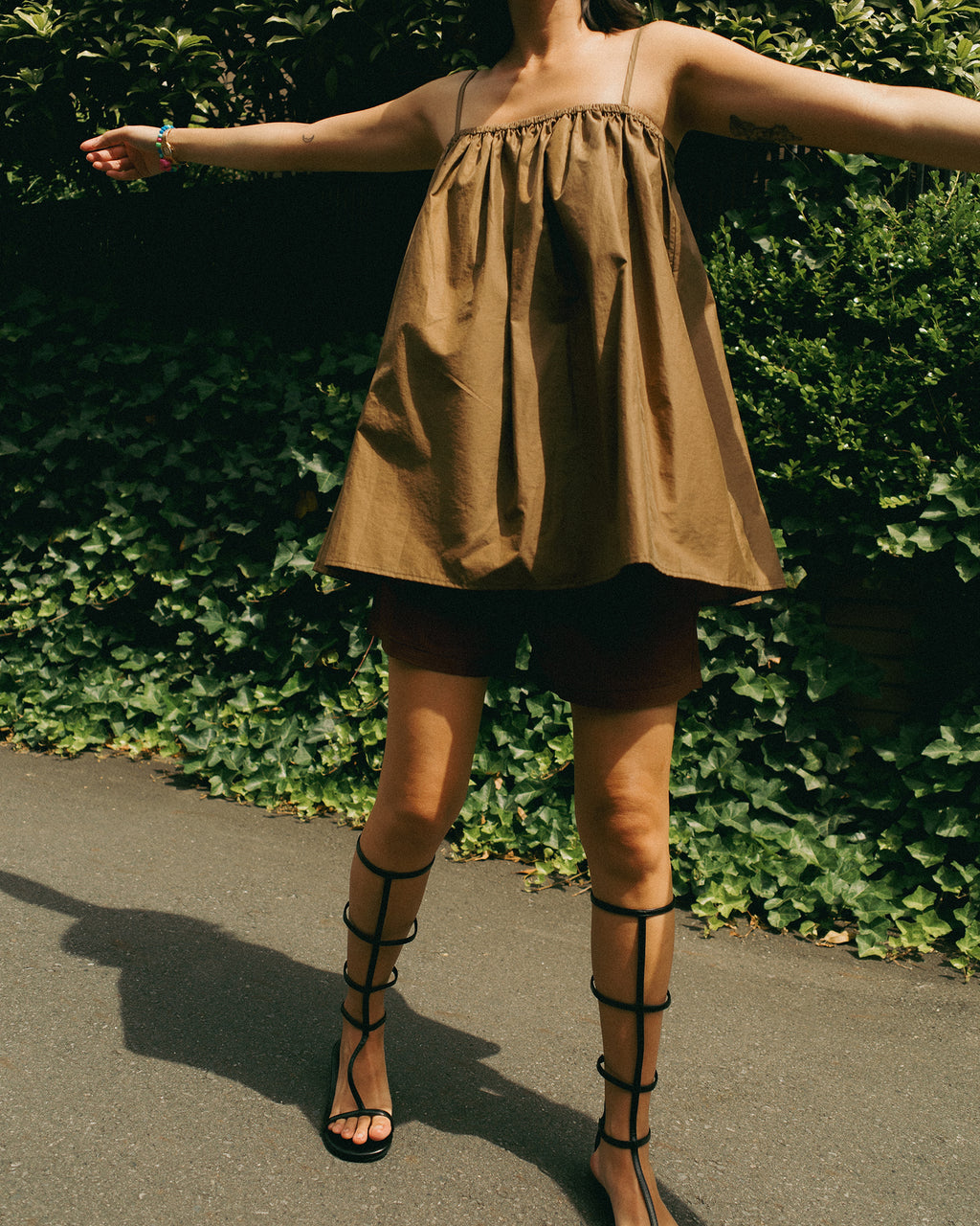 Calypso Cotton Sleeveless Top, Burnished Sand Brown
