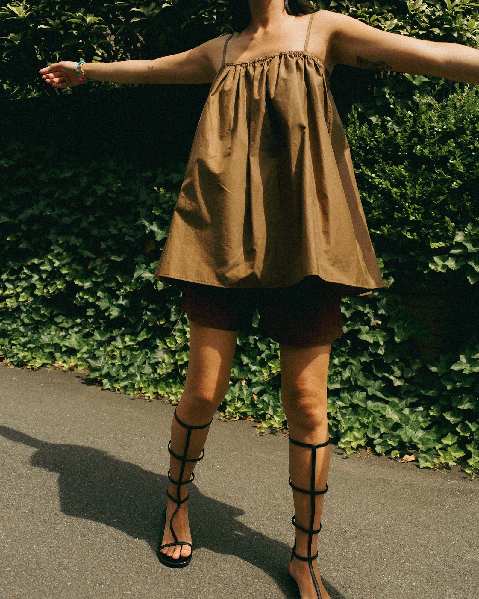 Calypso Cotton Sleeveless Top, Burnished Sand Brown