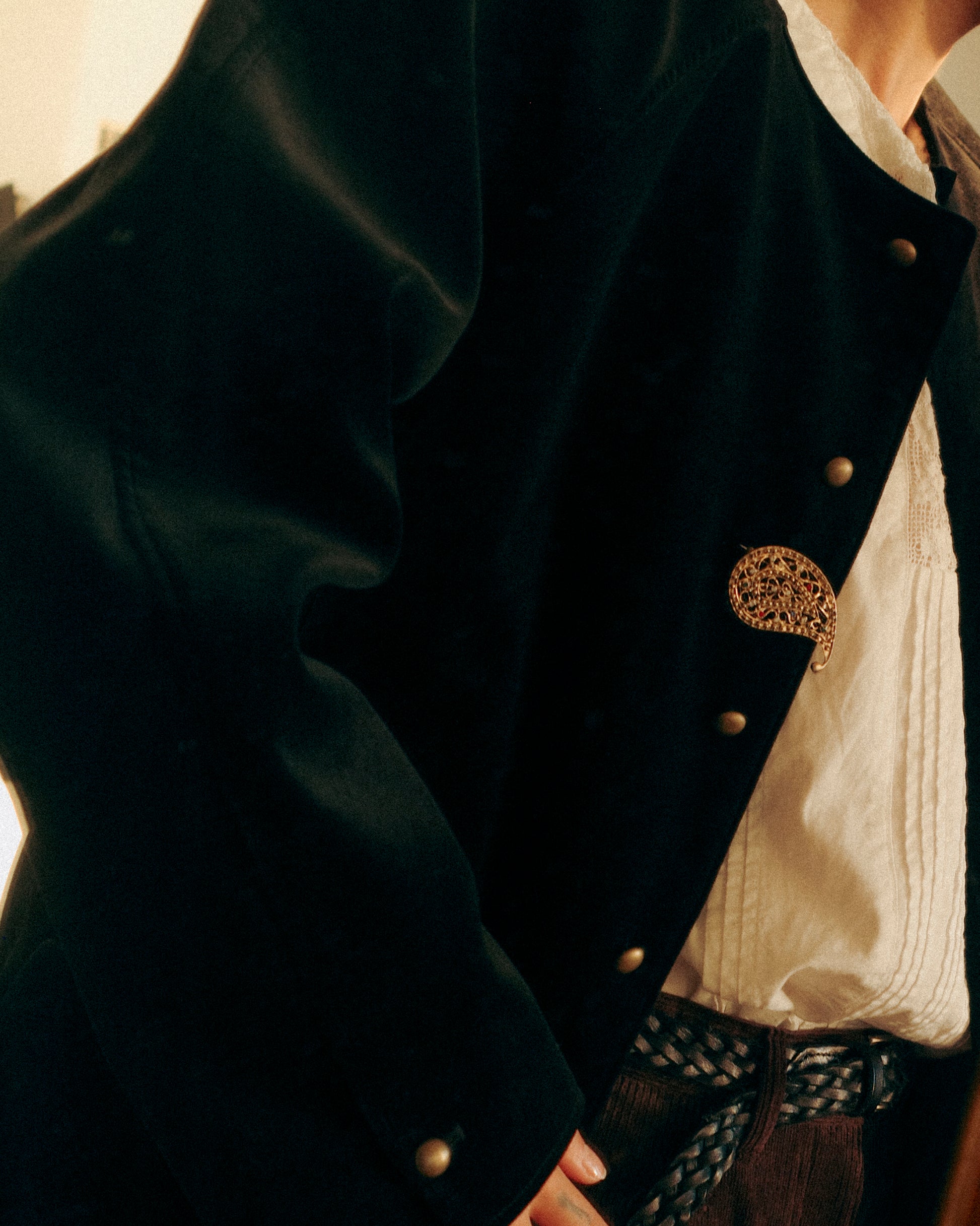 Plaited Cow Leather Belt, Dark Knight