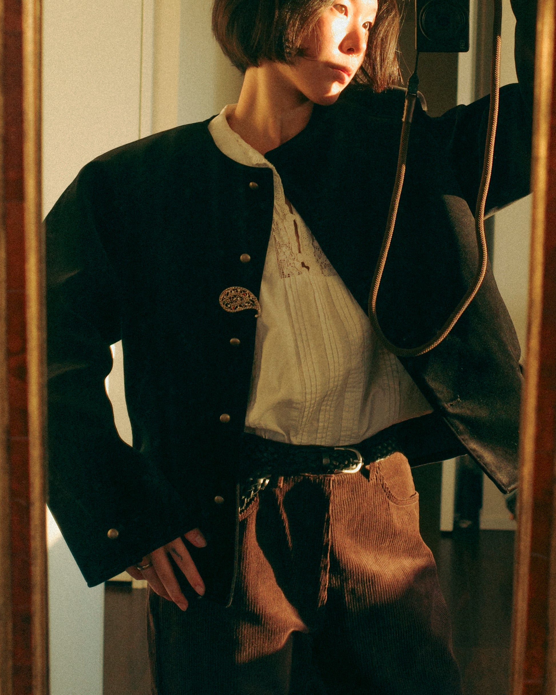 Plaited Cow Leather Belt, Dark Knight