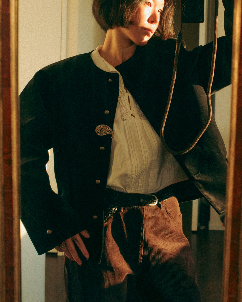 Baroque Velvet Raglan Jacket, Double Black