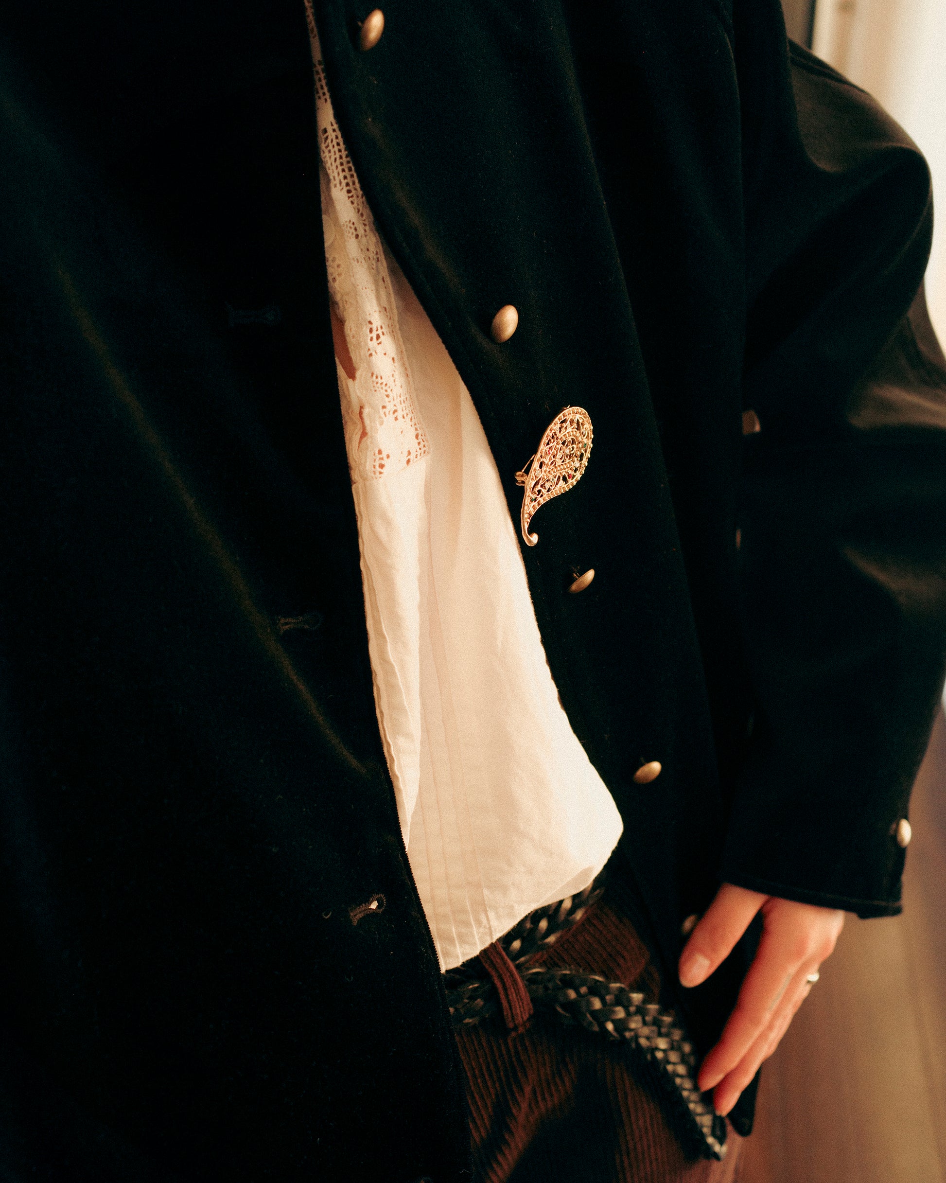 Baroque Velvet Raglan Jacket, Double Black